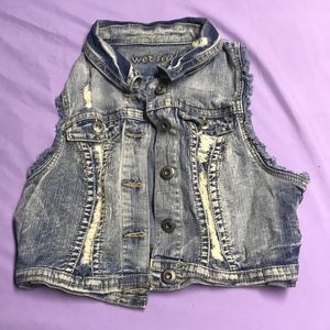 Denim crop vest
